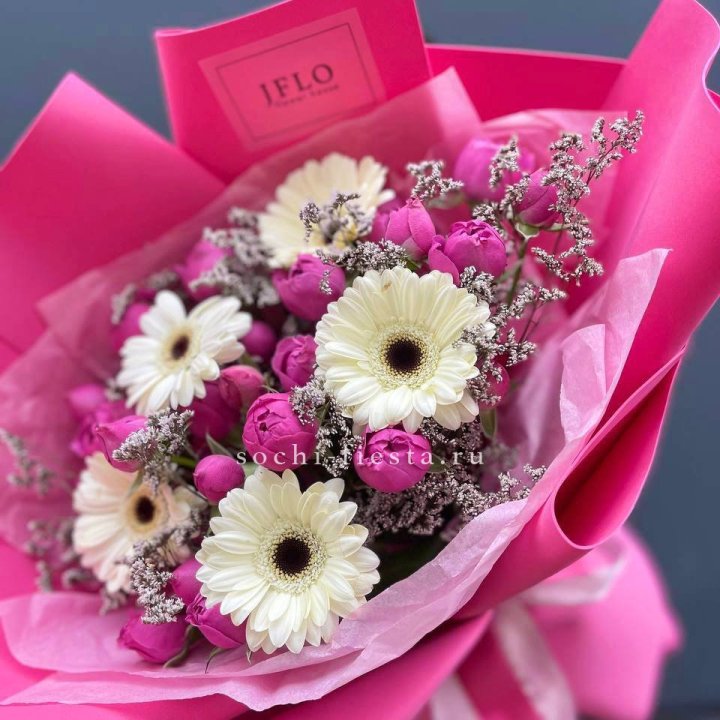 Букет гербер и мисти бабблс  в Чебоксарах