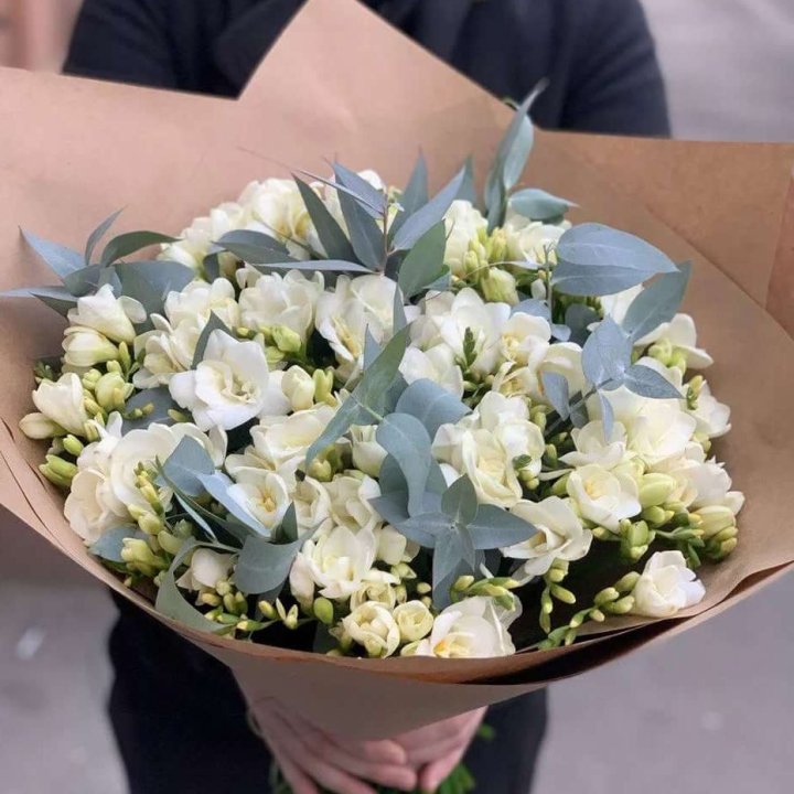 51 фрезия с эвкалиптом в Чебоксарах