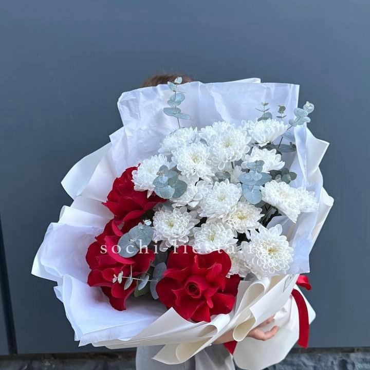 Дуо розы и хризантемы в Чебоксарах