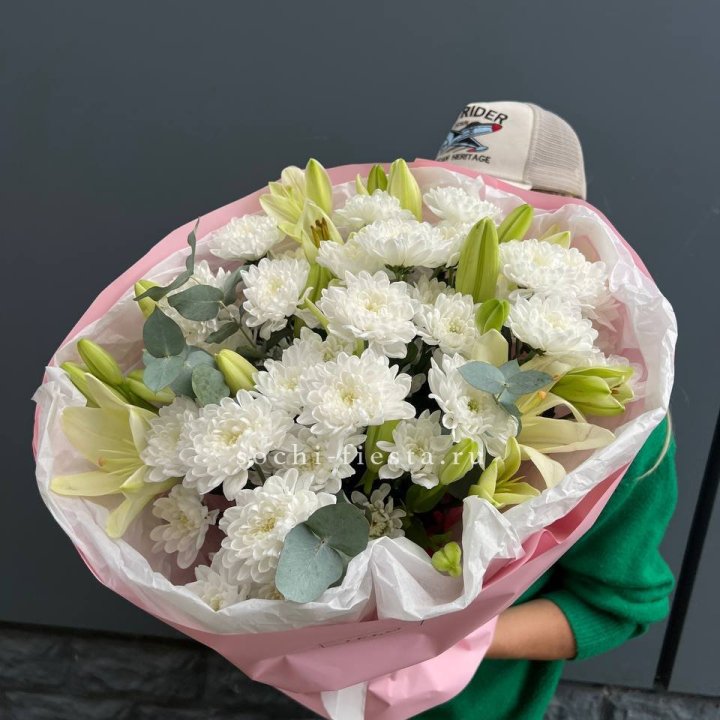  Букет  хризантемы и лилии в Чебоксарах