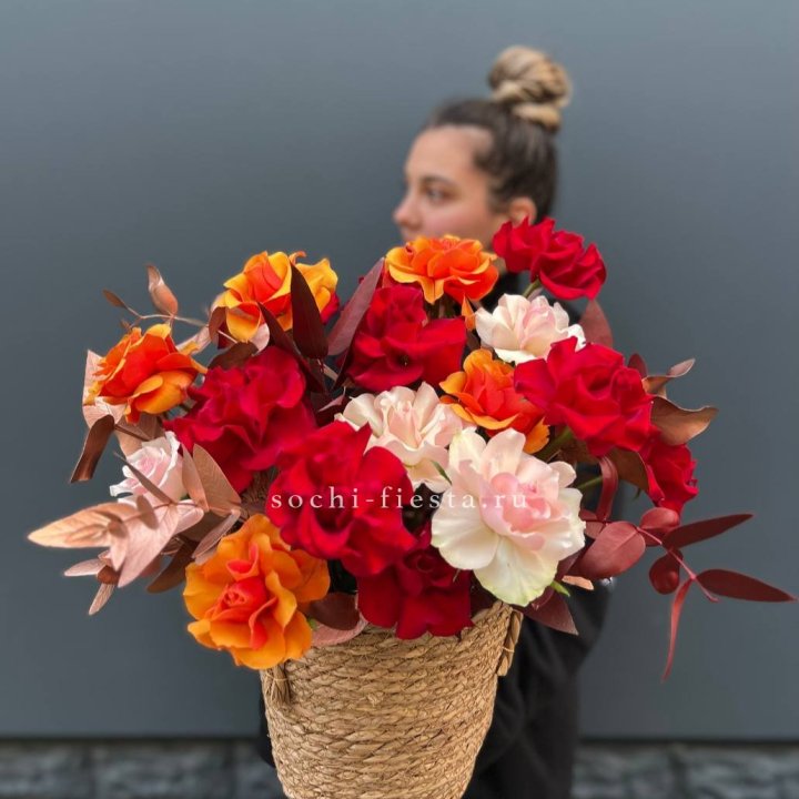 Авторский бокс "Роксана" в джутовом кашпо в Чебоксарах