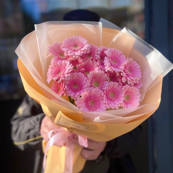 17 розовых гербер  в Чебоксарах