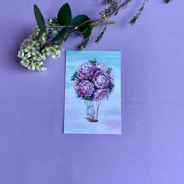 Открытка к букету "Пион" в Чебоксарах