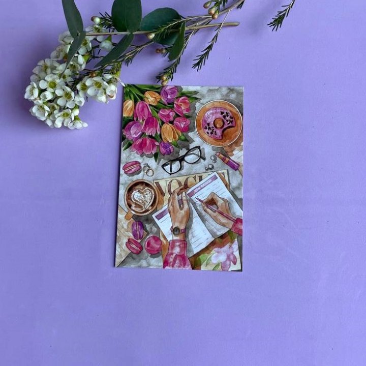 Открытка к букету "Леди на работе" в Чебоксарах