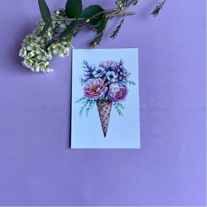 Открытка к букету "Цветочно-кремовый" в Чебоксарах