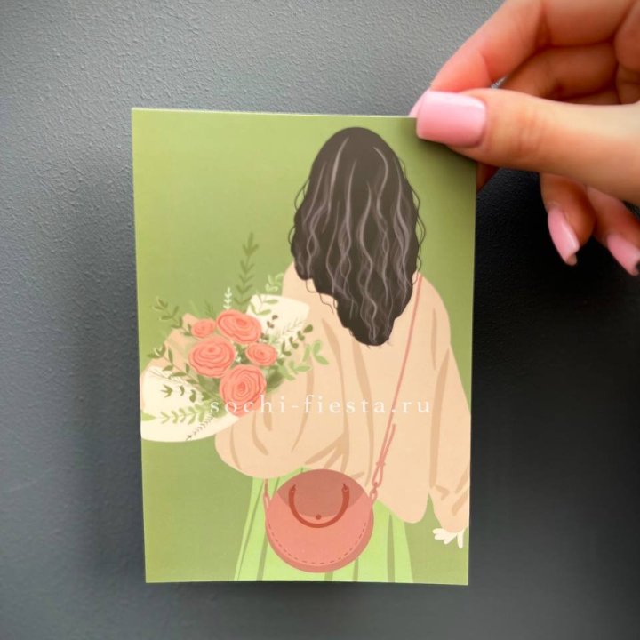 Открытка к букету "Потрясающая девушка" в Чебоксарах