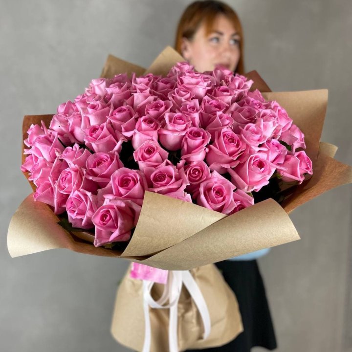101 розовая роза в Чебоксарах