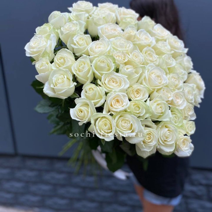 51 белоснежная высокая роза в Чебоксарах