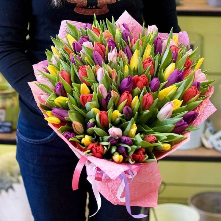 101 тюльпан "Джуси" в Чебоксарах